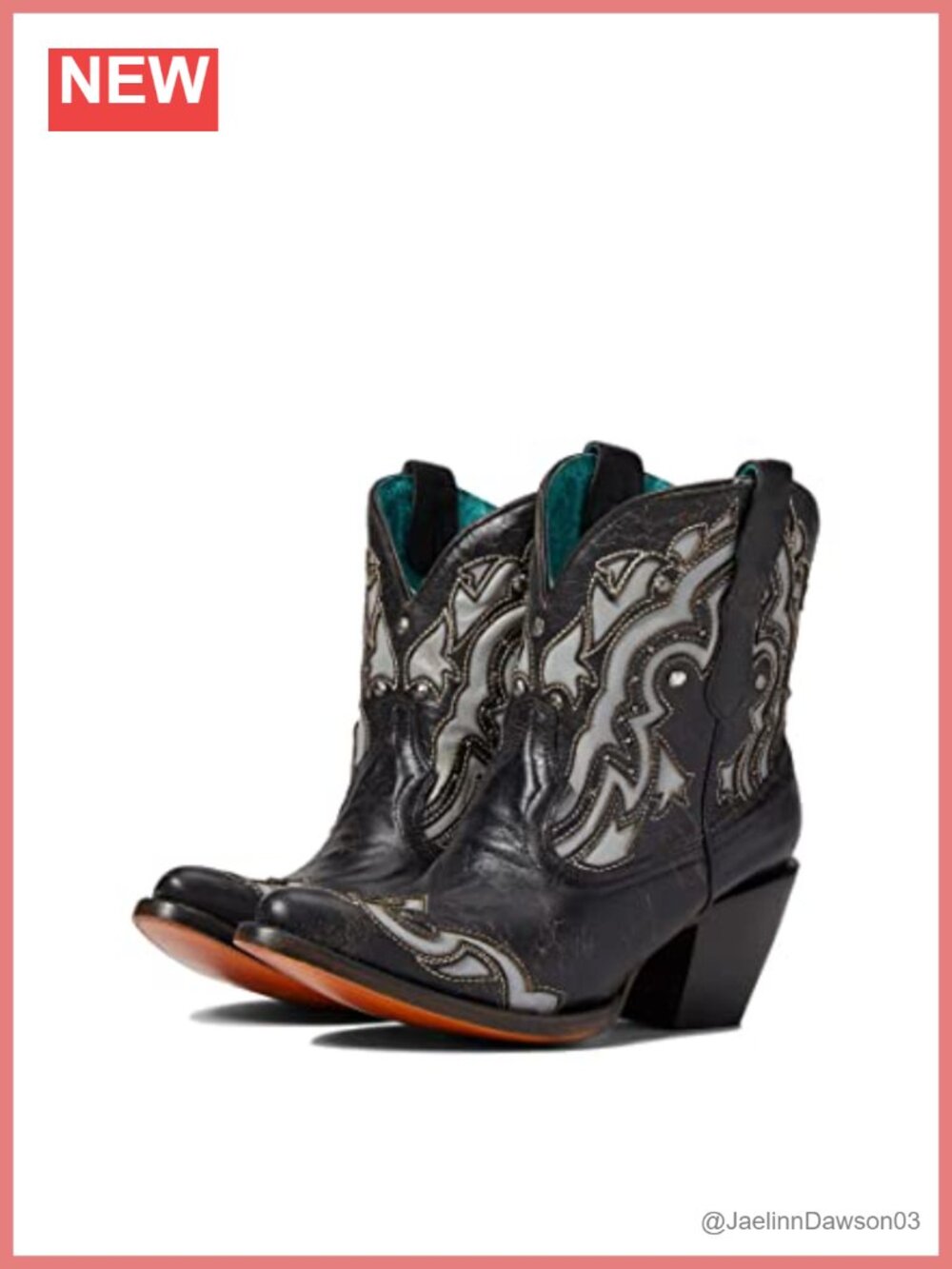 Western Ankle Bootie Snip Toe Leather Embroidered Pull-On